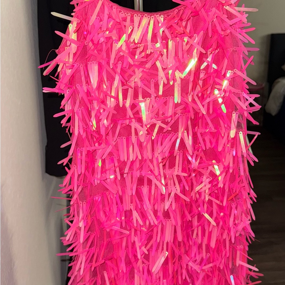 Vibrant Pink Fringe Dress